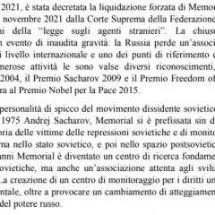 Comunicato ufficiale di Memorial Italia sulla liquidazione di Memorial Internazionale e sul caso Dmitriev