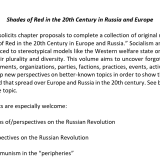 CfP: Shades of Red in the 20th Century in Russia and Europe